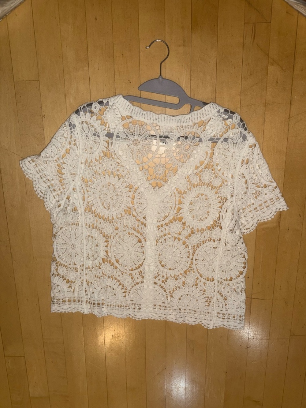 Charlie B cream crochet cardigan, L, CB2755 - Picture 3 of 4